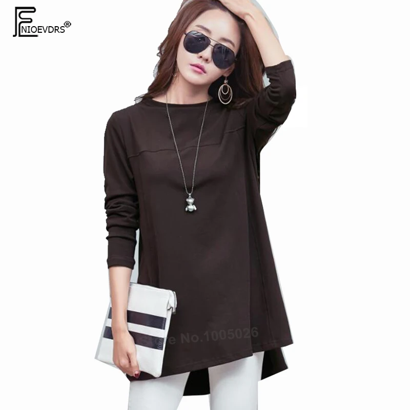 Autumn Winter Long Tops Women Fashion Long Sleeve Casual T-Shirts O Neck Brown Black Cotton Long T Shirts 4XL 3XL 8611
Autumn Winter Long Tops Women Fashion Long Sleeve Casual T-Shirts O Neck Brown Black Cotton Long T Shirts 4XL 3XL 8611