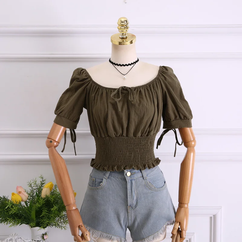 Women Summer Square Collar Lantern Sleeve Basic Ruffles Shirt Lace Up Bandage Elastic Slim High Waist Short Pullover Blouse Tops
Women Summer Square Collar Lantern Sleeve Basic Ruffles Shirt Lace Up Bandage Elastic Slim High Waist Short Pullover Blouse Tops