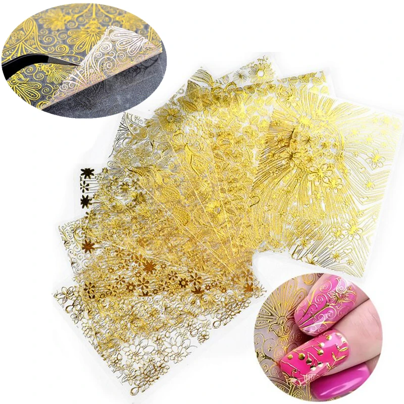 8pcs/Pack Gold Metallic Blooming Flower Design Embossed Self-adhesive Nail Art Stickers 3D Tips Decals Decoration Manicure Tools
8pcs/Pack Gold Metallic Blooming Flower Design Embossed Self-adhesive Nail Art Stickers 3D Tips Decals Decoration Manicure Tools