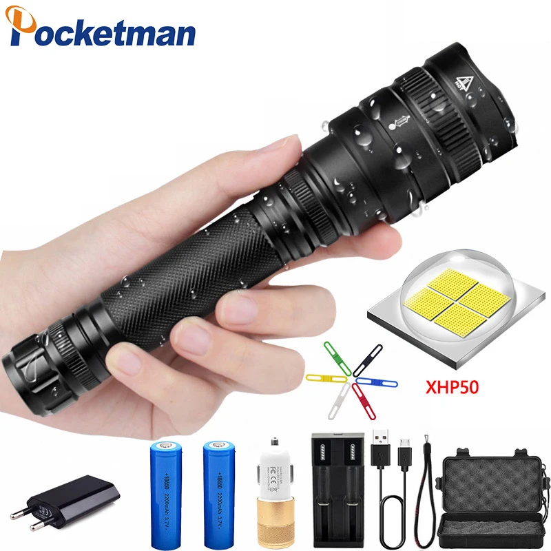 Powerfull 50w Original XHP50 Powerful Tactical LED flashlight torch zoom lens 2pcs 18650 battery 4400mA
Powerfull 50w Original XHP50 Powerful Tactical LED flashlight torch zoom lens 2pcs 18650 battery 4400mA