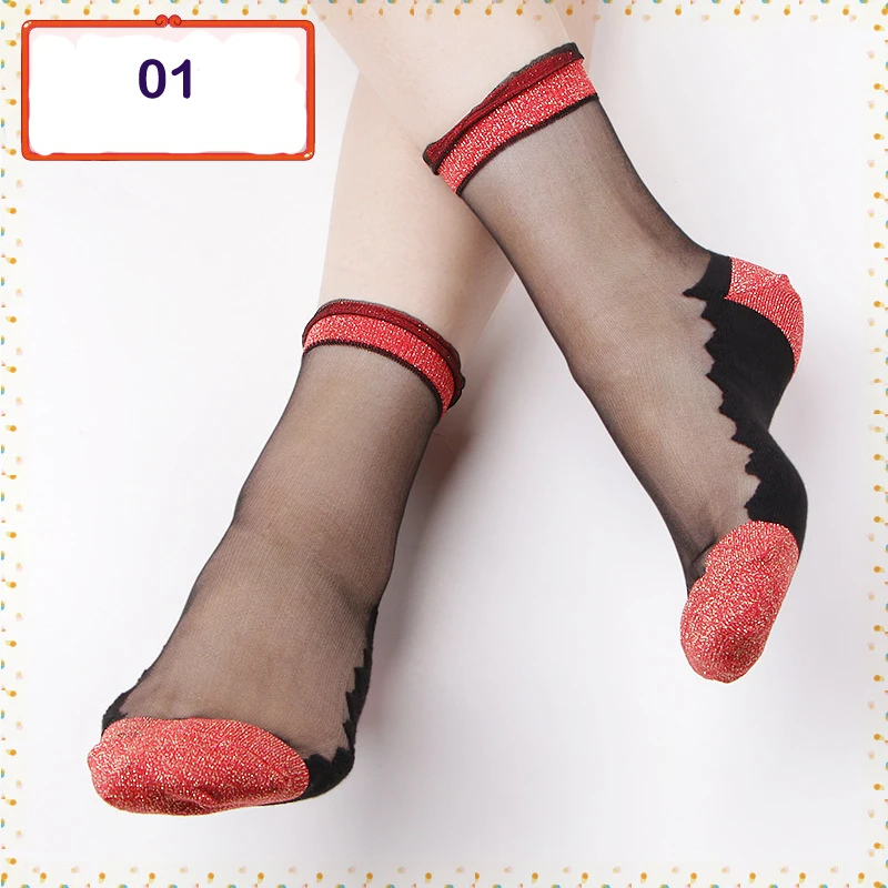 Women Summer Ultrathin Transparent Sparkling Crystal Silk Socks Floral Printed Quartz Fiber Slim Socks Ankle Meias Chiffon Sox
Women Summer Ultrathin Transparent Sparkling Crystal Silk Socks Floral Printed Quartz Fiber Slim Socks Ankle Meias Chiffon Sox