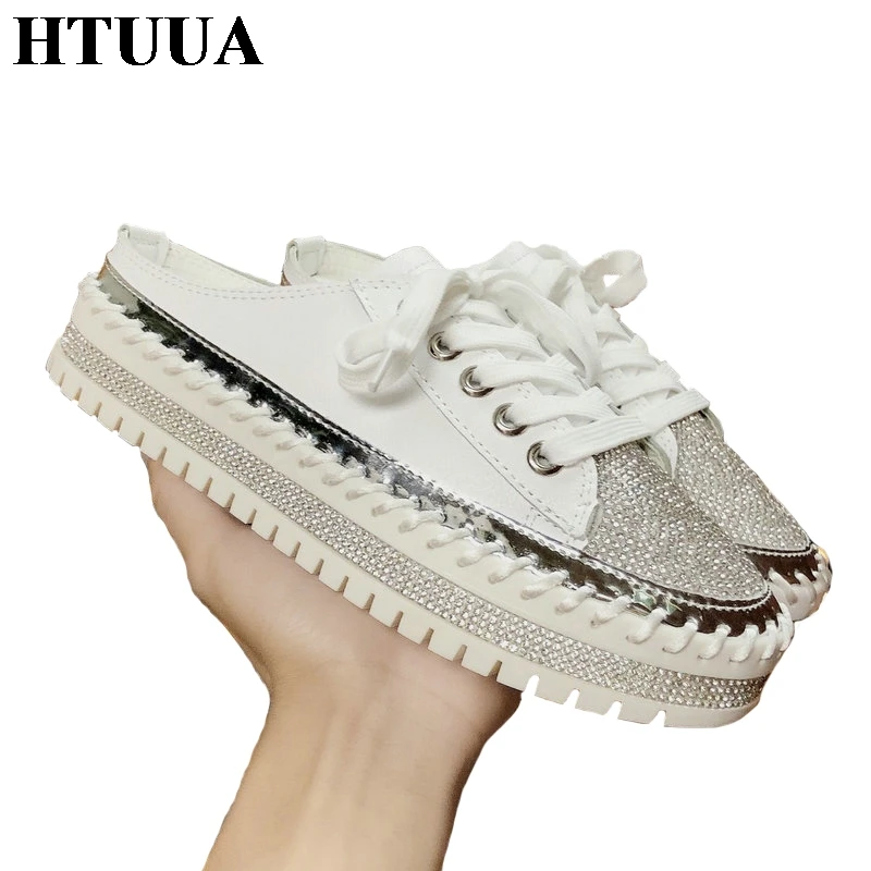 HTUUA Autumn Summer White Rhinestone Women Slippers Slip On Mules Shoes Woman Slides Beach Casual Flat Platform Shoes SX3073
HTUUA Autumn Summer White Rhinestone Women Slippers Slip On Mules Shoes Woman Slides Beach Casual Flat Platform Shoes SX3073