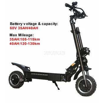 60V 35AH/40AH Double Drive 1600W*2 Off-road Electric Scooter Skateboard Foldable E Scooter 11 inch Wheel Max Mileage 120-130km
60V 35AH/40AH Double Drive 1600W*2 Off-road Electric Scooter Skateboard Foldable E Scooter 11 inch Wheel Max Mileage 120-130km