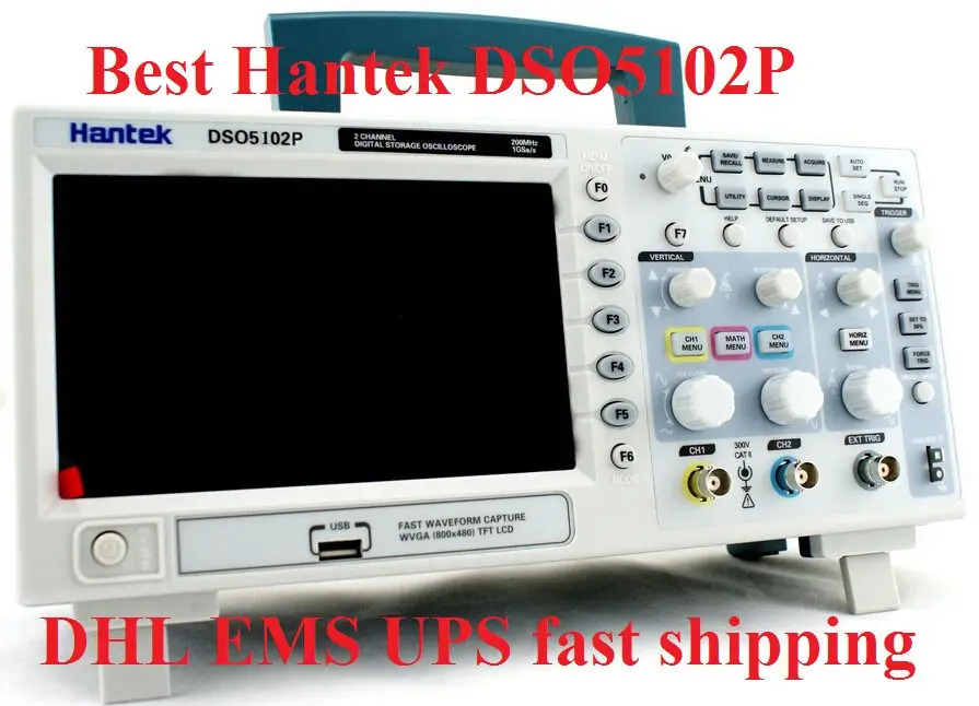 FREE SHIPPING Hantek DSO5102P Digital Oscilloscope 100MHz 2Channels 1GS/s 7'' TFT LCD 800x480 Record Length 24K USB AC110-220V
FREE SHIPPING Hantek DSO5102P Digital Oscilloscope 100MHz 2Channels 1GS/s 7'' TFT LCD 800x480 Record Length 24K USB AC110-220V