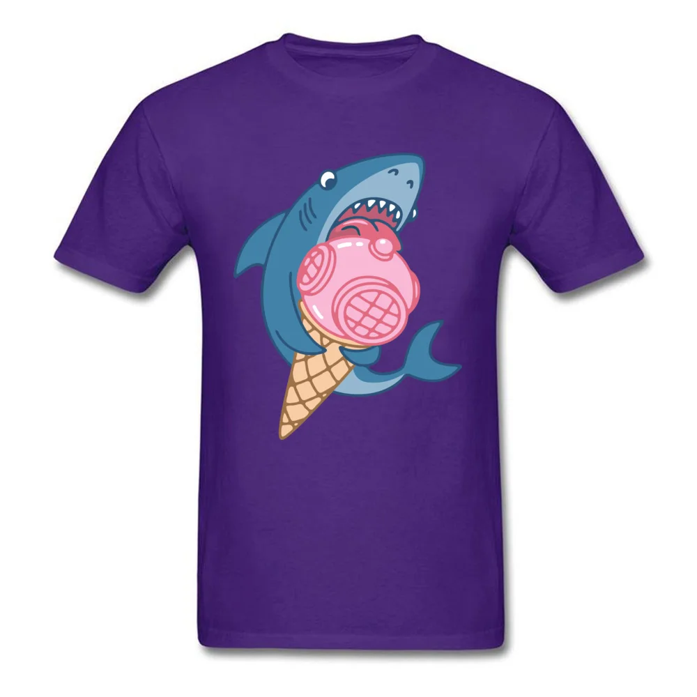 Shark and ice cream 3D Printed NEW YEAR DAY 100% Cotton O Neck Men Tops T Shirt Tee-Shirt 2018 Hot Sale Short Sleeve T Shirts Shark and ice cream purple