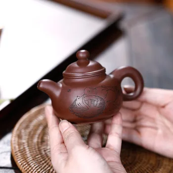 Pottery Teapot Famous Manual Raw Ore Bottom Groove Clear Purple Clay Pan Kungfu Online Teapot Tea Set Infusion Of Tea Gift 
Pottery Teapot Famous Manual Raw Ore Bottom Groove Clear Purple Clay Pan Kungfu Online Teapot Tea Set Infusion Of Tea Gift