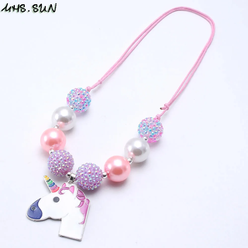 MHS.SUN 1PC Chunky Bubblegum Beads Baby Cute Unicorn Pendant Necklaces Adjust Rope Chain For Children Girls Chain Jewelry Gift
MHS.SUN 1PC Chunky Bubblegum Beads Baby Cute Unicorn Pendant Necklaces Adjust Rope Chain For Children Girls Chain Jewelry Gift