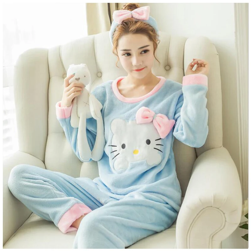 Autumn Winter Women Pajamas Full Sleeve Flannel Cute Hello Kitty Pajamas Sets Casual Thick Sleepwear Pullovers
Autumn Winter Women Pajamas Full Sleeve Flannel Cute Hello Kitty Pajamas Sets Casual Thick Sleepwear Pullovers