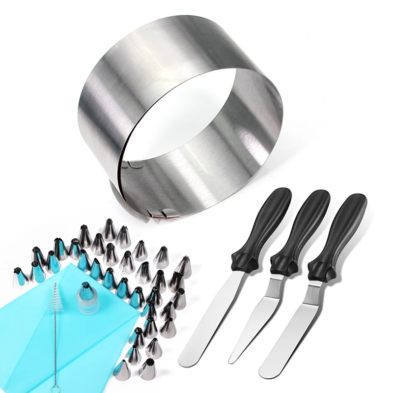 Cake decorating tools 41-piece, 1 Adjustable Cake Mousse Mould 35 Icing Tips 3 Icing Spatula 1 Silicone Pastry Bags 1 Couplers
Cake decorating tools 41-piece, 1 Adjustable Cake Mousse Mould 35 Icing Tips 3 Icing Spatula 1 Silicone Pastry Bags 1 Couplers
