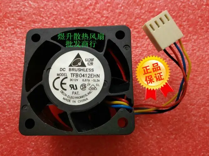 Original Delta TFB0412EHN DC 12V 0.87A 40*40*28mm 4028 4-line Violent Double Ball PWM Cooling Fan
Original Delta TFB0412EHN DC 12V 0.87A 40*40*28mm 4028 4-line Violent Double Ball PWM Cooling Fan