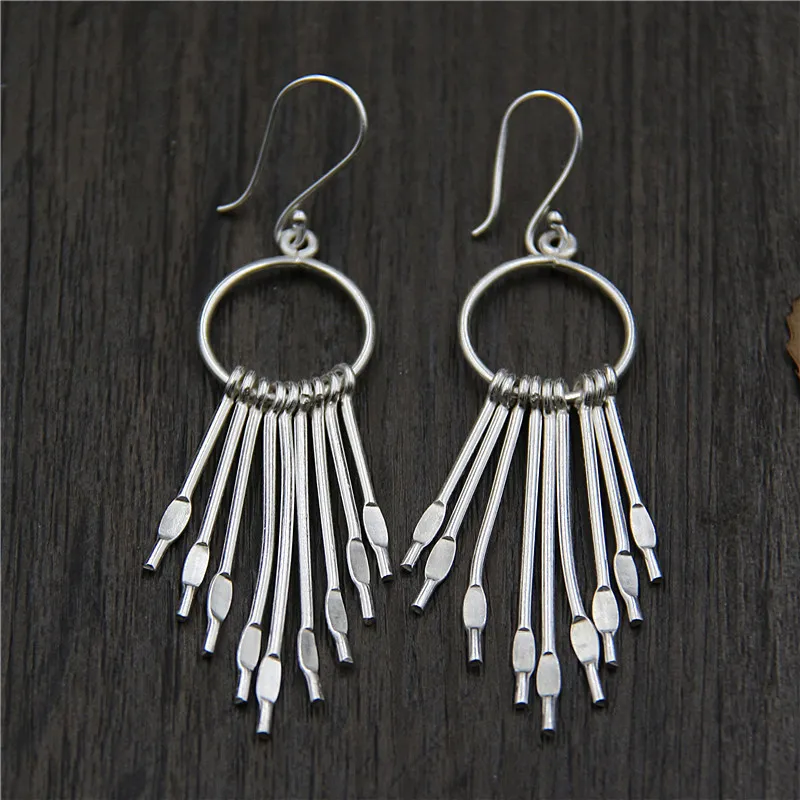 Thai Chiang Mai Handmade S925 Sterling Silver Elegant Long Dangle Earrings Fringed Temperament Female Drop Earrings
Thai Chiang Mai Handmade S925 Sterling Silver Elegant Long Dangle Earrings Fringed Temperament Female Drop Earrings