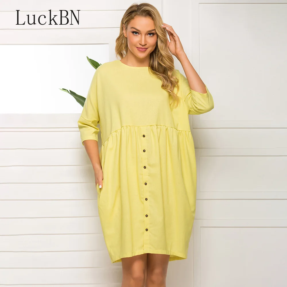 Summer Autumn Dresses Loose Straight Waist Mini Dress O Neck Five-point Sleeve Vacation Casual Fashion Beach Dress Cotton Dress
Summer Autumn Dresses Loose Straight Waist Mini Dress O Neck Five-point Sleeve Vacation Casual Fashion Beach Dress Cotton Dress