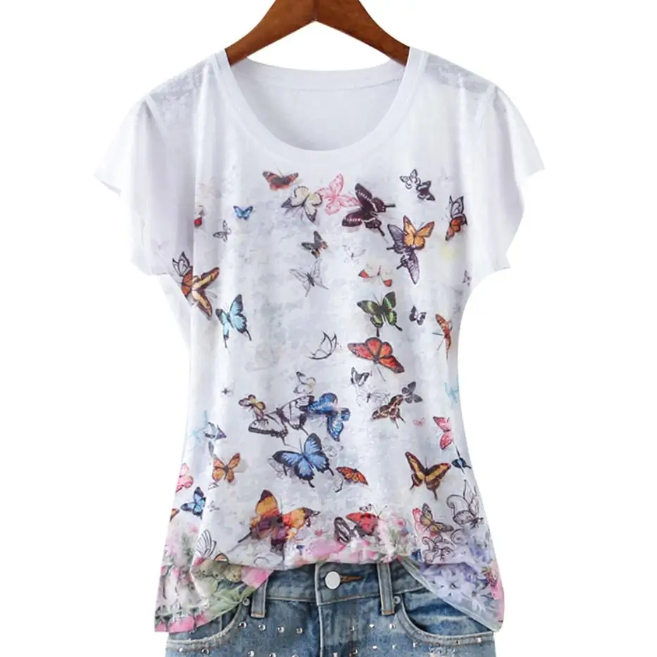 plus size 5XL!2019 summer new fashion painted butterfly printed silk slim o-neck women short-sleeved T-shirt
plus size 5XL!2019 summer new fashion painted butterfly printed silk slim o-neck women short-sleeved T-shirt