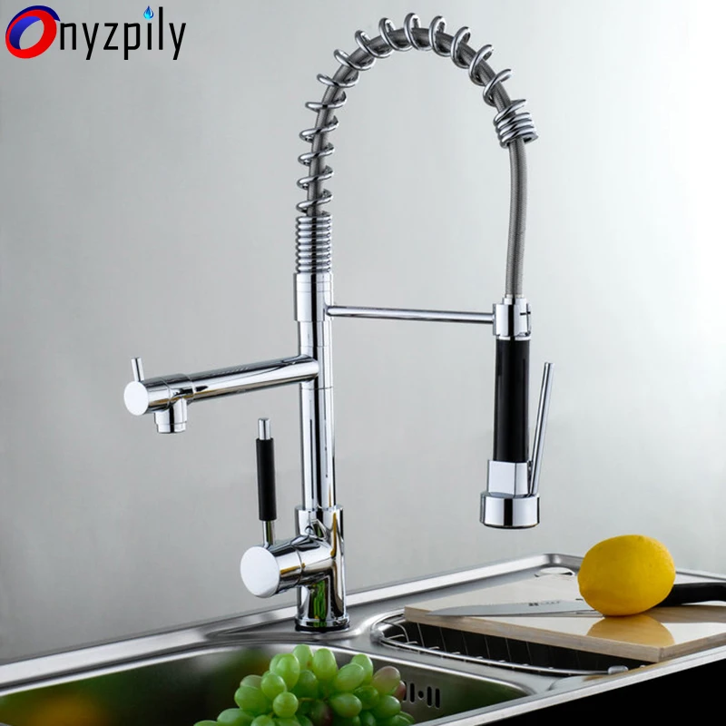 Chrome Pull Down Dual Spout Kitchen Sink Faucet Single Handle Hot and Cold Kitchen Sink Mixer Tap torneira
Chrome Pull Down Dual Spout Kitchen Sink Faucet Single Handle Hot and Cold Kitchen Sink Mixer Tap torneira