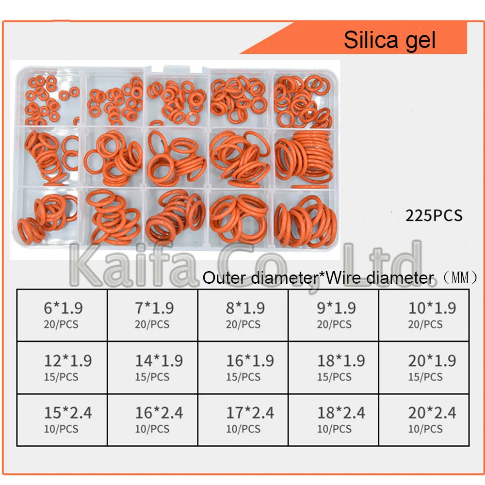 225pcs Red Silicon O Ring Seal Kit 15 Different Sizes O-ring Washer Gasket Assortment With Case
225pcs Red Silicon O Ring Seal Kit 15 Different Sizes O-ring Washer Gasket Assortment With Case