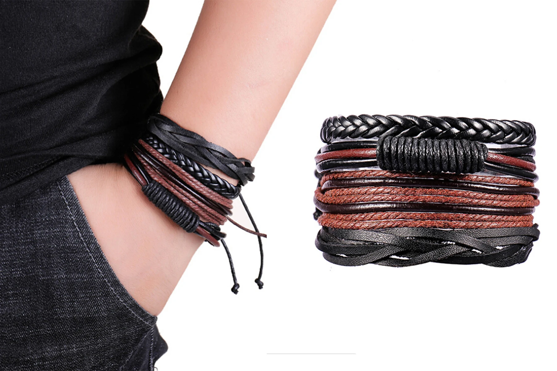 Vintage Punk Rope Multilayer Leather Bracelet For Men Handmade Wristband Bracelet Jewelry Wrap Bracelets & Bangles
Vintage Punk Rope Multilayer Leather Bracelet For Men Handmade Wristband Bracelet Jewelry Wrap Bracelets & Bangles