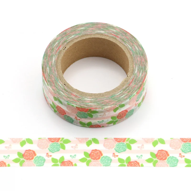 15mm X 10m Beautiful pink rose and Green Leaves Decorative Washi Tape Paper DIY Scrapbooking Masking Tape School Office Supply
15mm X 10m Beautiful pink rose and Green Leaves Decorative Washi Tape Paper DIY Scrapbooking Masking Tape School Office Supply