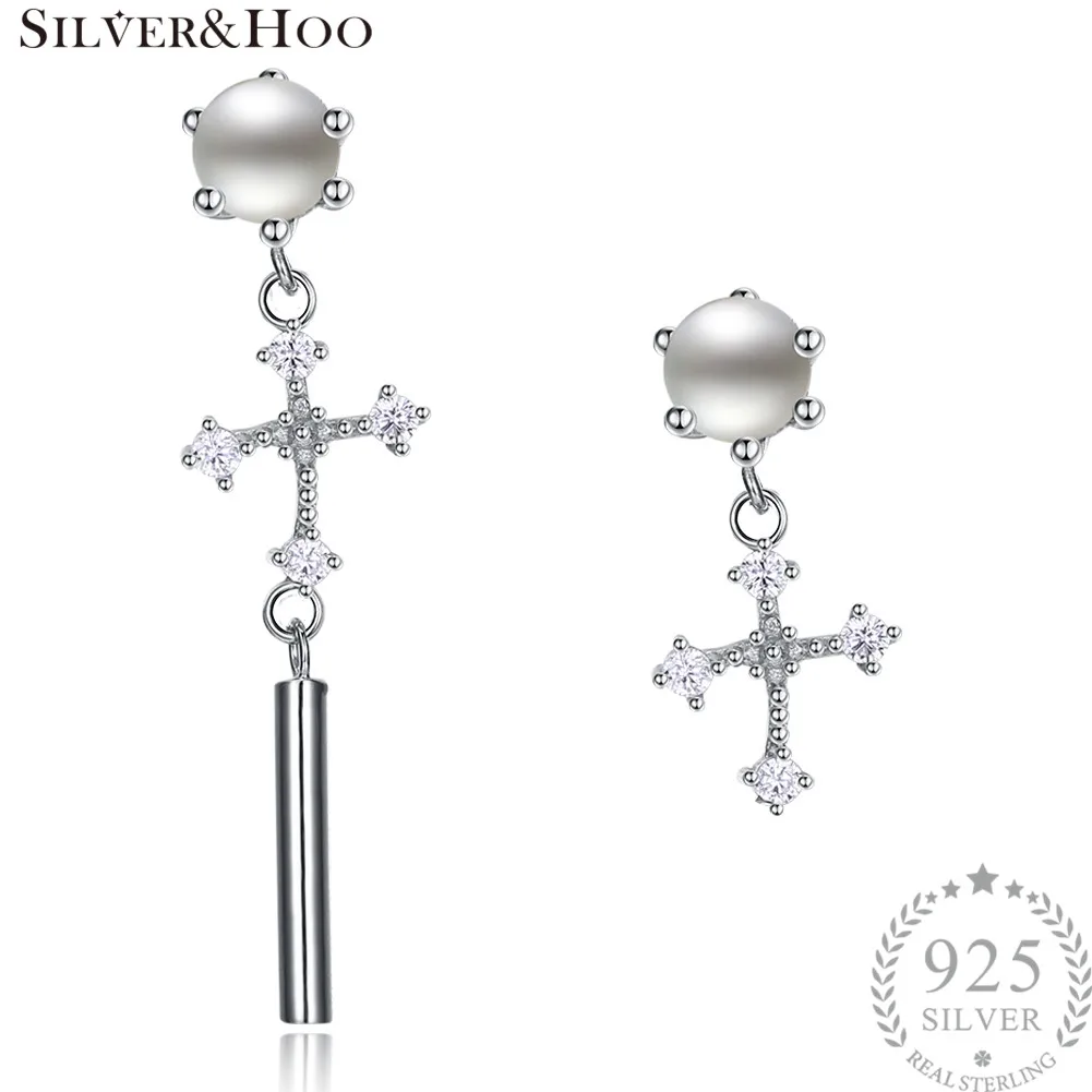 SILVERHOO 925 Sterling Silver Cross Cubic Zirconia CZ Dangle Earrings for Women Asymmetrical Femme Bijoux Aretes Orecchini
SILVERHOO 925 Sterling Silver Cross Cubic Zirconia CZ Dangle Earrings for Women Asymmetrical Femme Bijoux Aretes Orecchini