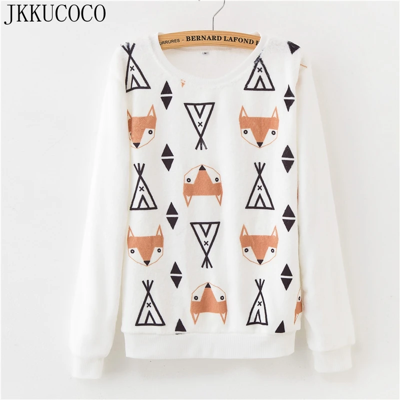 JKKUCOCO Newest Women Sweatshirt Fox Cat Print Hoodies Long Sleeve O-neck Flannel Pullovers Hot Animal Autumn winter sweatshirts
JKKUCOCO Newest Women Sweatshirt Fox Cat Print Hoodies Long Sleeve O-neck Flannel Pullovers Hot Animal Autumn winter sweatshirts