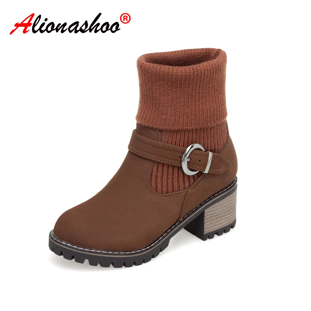 Fashion Knitting Boots Women Heels Spring Autumn Soft Leather Platform Shoes Woman Party Ankle Boots High Heels Plus Size 34-43 
Fashion Knitting Boots Women Heels Spring Autumn Soft Leather Platform Shoes Woman Party Ankle Boots High Heels Plus Size 34-43