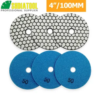 SHDIATOOL 6pcs 4"/100mm Grit 50 Diamond Dry Polishing Pad Granite Marble Flexible Resin Sanding Disc Ceramic Stone Polisher disc
SHDIATOOL 6pcs 4"/100mm Grit 50 Diamond Dry Polishing Pad Granite Marble Flexible Resin Sanding Disc Ceramic Stone Polisher disc