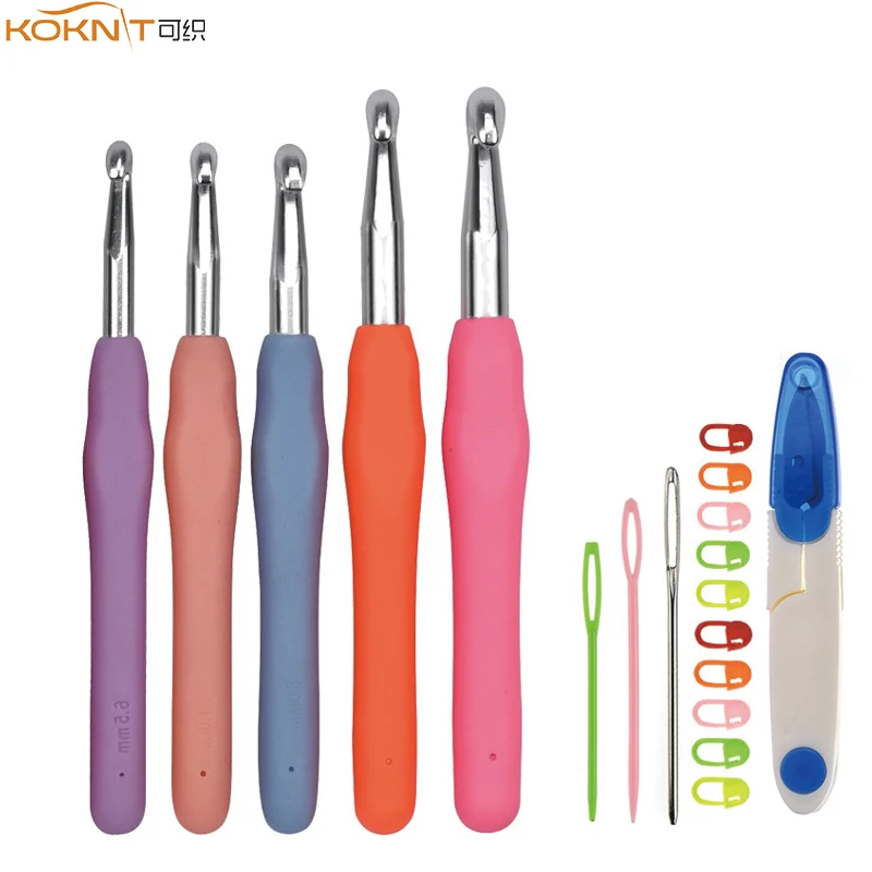KOKNIT 5 Mix Big Size Crochet Hooks Set Soft Handles 6.5/7.0/8.0/9.0/10.0mm Crochet Needles Knitting Needle Set For Chunky Yarns
KOKNIT 5 Mix Big Size Crochet Hooks Set Soft Handles 6.5/7.0/8.0/9.0/10.0mm Crochet Needles Knitting Needle Set For Chunky Yarns