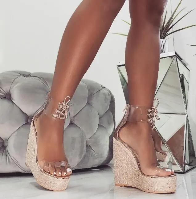 Carpaton Fashion Super High Platform Wedge Sandals Sexy PVC Patchwork Lace-up Gladiator Shoes Rope Braided Summer Shoes
Carpaton Fashion Super High Platform Wedge Sandals Sexy PVC Patchwork Lace-up Gladiator Shoes Rope Braided Summer Shoes