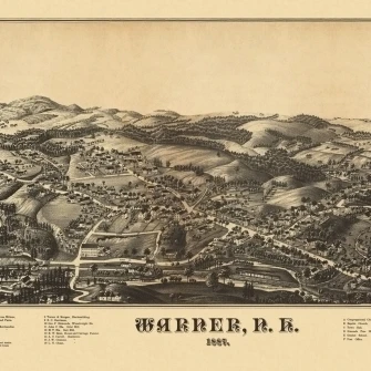 Antique Map of Warner New Hampshire 1887 Merrimack County Poster Print (24 x 36)