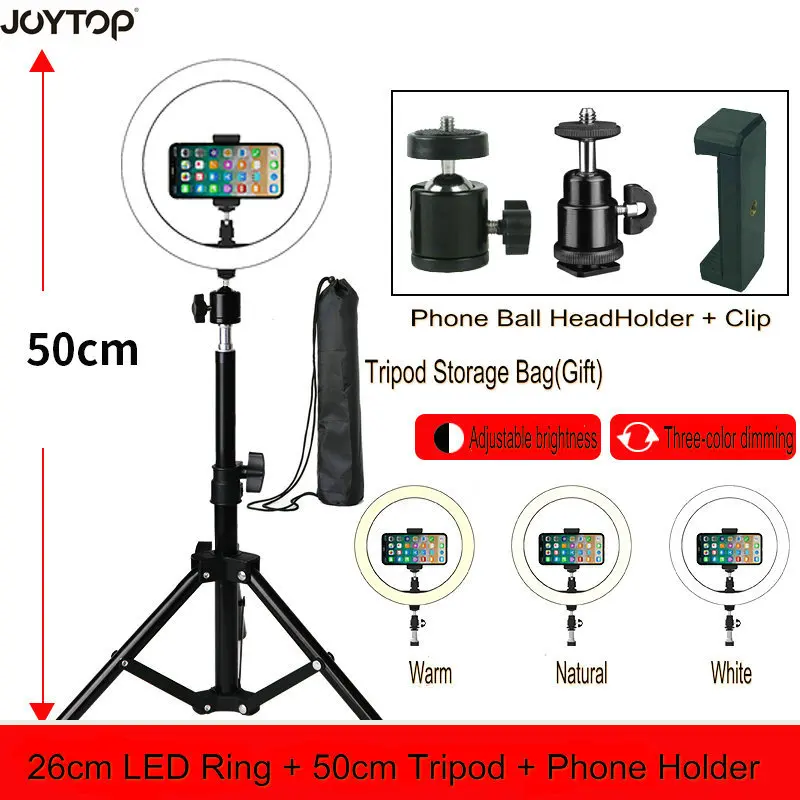 JOYTOP 10inch 26cm USB Dimmable Selfie Ring Lamp With 50CM Tripod Camera Phone Photography Enhancing Photography for Smartphone
JOYTOP 10inch 26cm USB Dimmable Selfie Ring Lamp With 50CM Tripod Camera Phone Photography Enhancing Photography for Smartphone