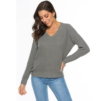 2019 Autumn V-neck Knitting Sweater Women Long Sleeve Pullovers Ladies Knitting Sweater Winter Women Loose Sweaters
2019 Autumn V-neck Knitting Sweater Women Long Sleeve Pullovers Ladies Knitting Sweater Winter Women Loose Sweaters