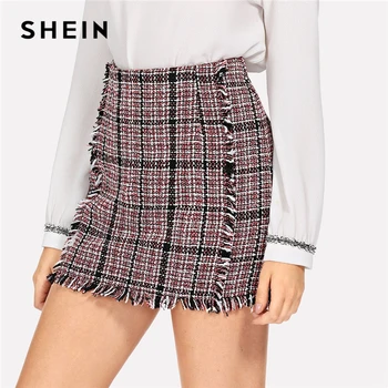 SHEIN Multicolor Office Lady Elegant Frayed Edge Trim Plaid Tweed Mid Waist Skirt 2018 Autumn Highstreet Fashion Women Skirts
SHEIN Multicolor Office Lady Elegant Frayed Edge Trim Plaid Tweed Mid Waist Skirt 2018 Autumn Highstreet Fashion Women Skirts