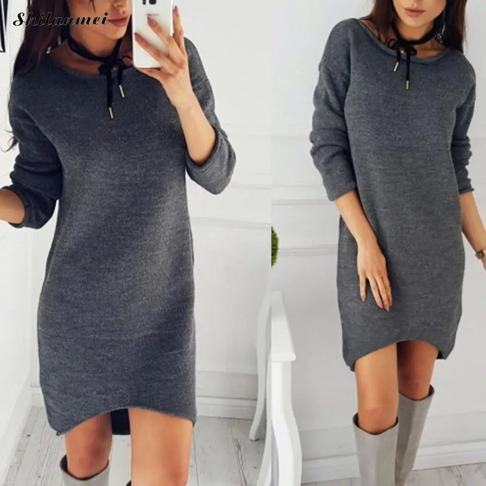 New Women Knitwear Sweater Dress Autumn Winter Warm Long Sleeve Jumper Tops Casual O Neck Loose Tunic Mini Dress Party Vestidos
New Women Knitwear Sweater Dress Autumn Winter Warm Long Sleeve Jumper Tops Casual O Neck Loose Tunic Mini Dress Party Vestidos