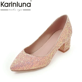 KARINLUNA Large Size 34-43 Office Lady Bling Upper Square Heels Woman Shoes Comcise Pink White Black Date Wedding Pumps
KARINLUNA Large Size 34-43 Office Lady Bling Upper Square Heels Woman Shoes Comcise Pink White Black Date Wedding Pumps