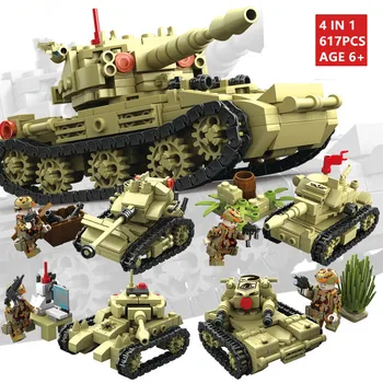 2019 617Pcs Military Constructor Model Kit 4 in 1 Weapon Tank Model Building Blocks compatible with BLOCK
2019 617Pcs Military Constructor Model Kit 4 in 1 Weapon Tank Model Building Blocks compatible with BLOCK