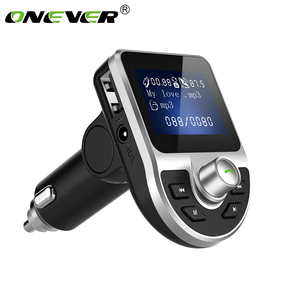 

Onever Bluetooth FM Transmitter Handsfree Car Kit 3.1A USB Charger FM Radio Modulator Car MP3 Player Support TF Card U Disk AUX
