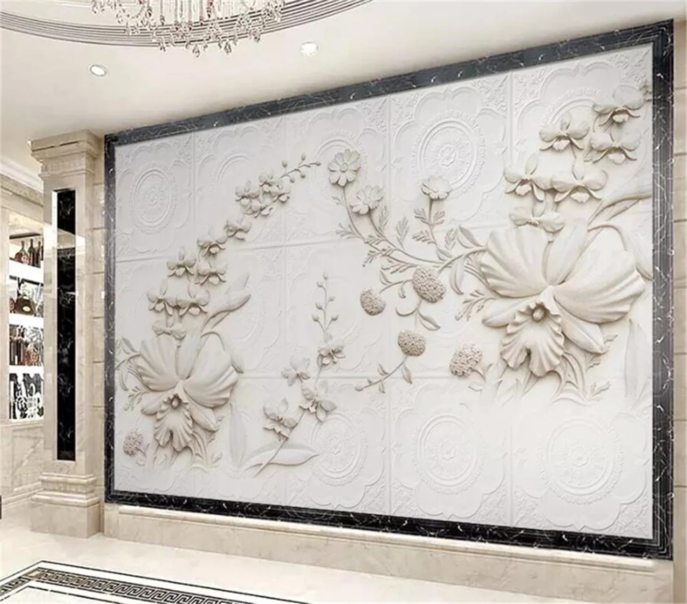 Декоративные обои 3D рельеф Орхидея фон настенная живопись|Тканевые и
