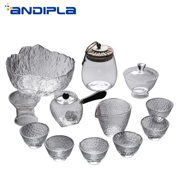 Japanese Style Hammer Pattern Teaware Set Heat Resistant Transparent Glass Kung Fu Tea Set Teacup Teapot Gaiwan Chahai Tea Caddy 
Japanese Style Hammer Pattern Teaware Set Heat Resistant Transparent Glass Kung Fu Tea Set Teacup Teapot Gaiwan Chahai Tea Caddy