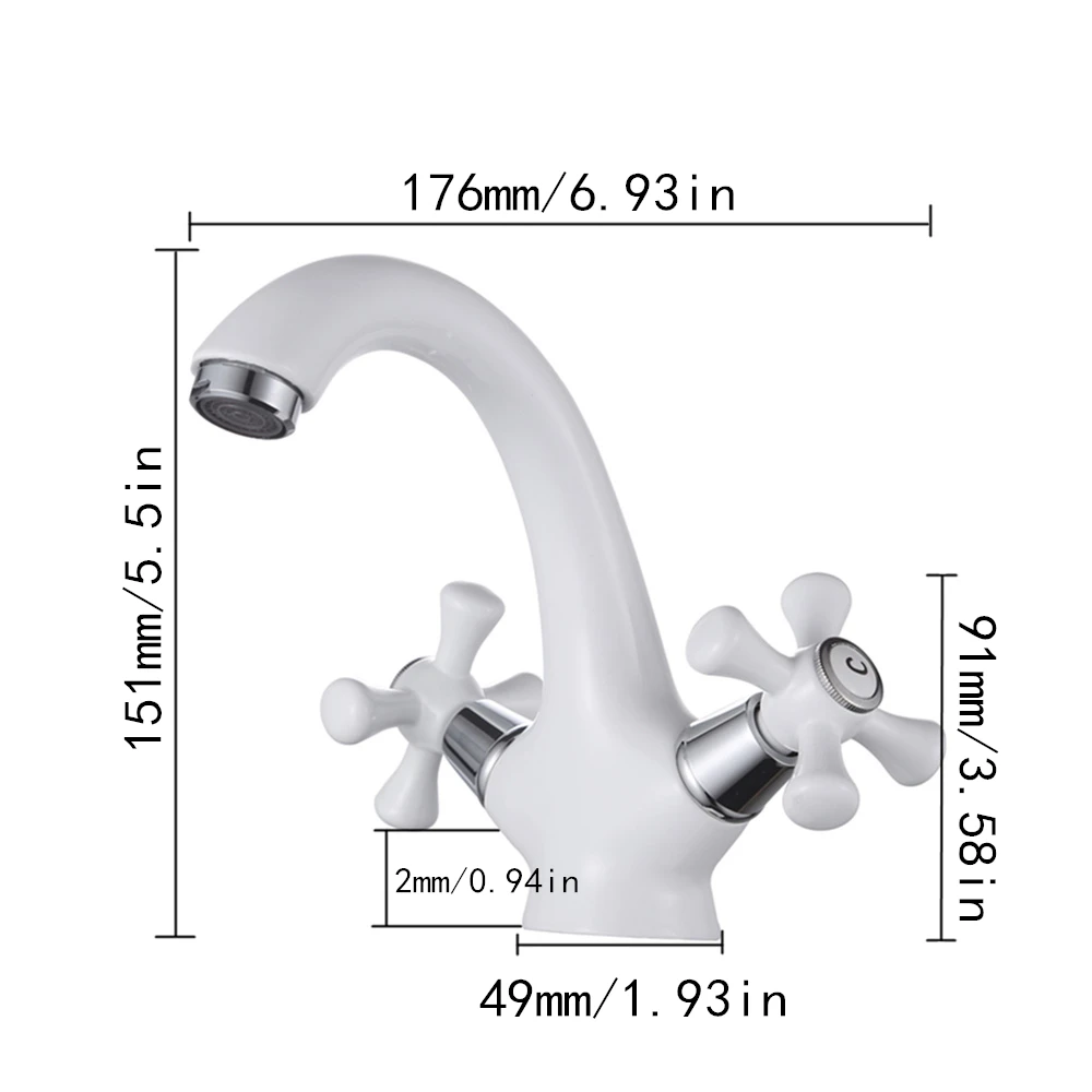Classic White Ceramic Bathroom Basin Faucet Mixer Toilet Faucet Double Handle Bath Tap hot and cold Water Mixer Control DOODII17