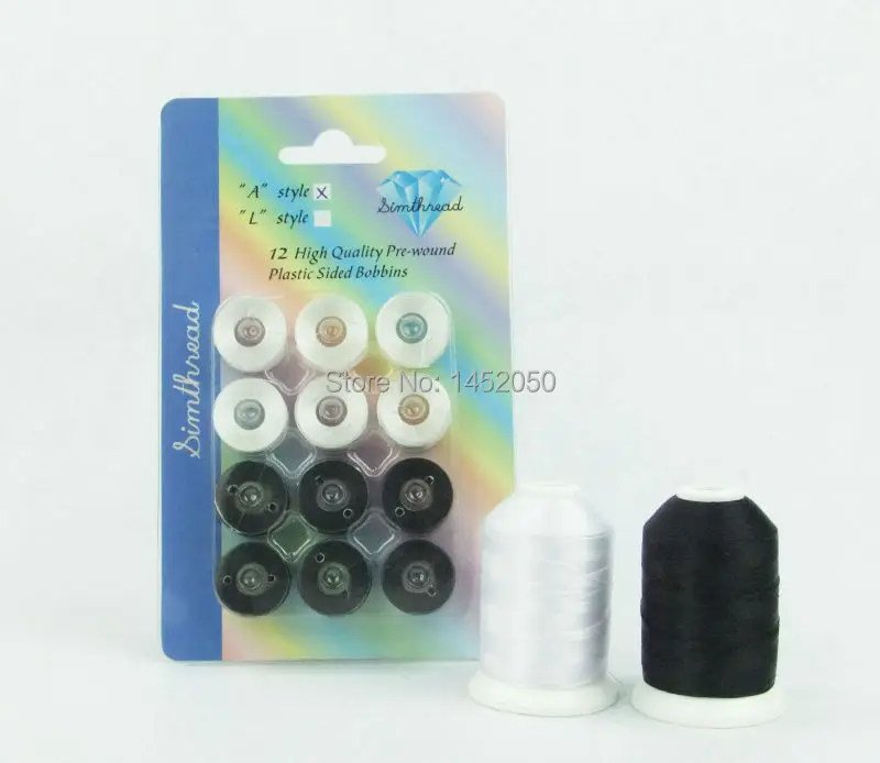New Arrival Type A 12pcs Pre-wound Plastic Bobbins Embroidery Thread + Polyester Embroidery Thread 2 spools, 1000M Each
New Arrival Type A 12pcs Pre-wound Plastic Bobbins Embroidery Thread + Polyester Embroidery Thread 2 spools, 1000M Each
