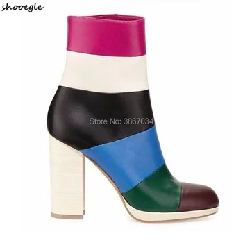 SHOOEGLE Mixed Color Ankle Boots Women Block High Heels Patchwork Short Booties Runway Shoes Women Boots
SHOOEGLE Mixed Color Ankle Boots Women Block High Heels Patchwork Short Booties Runway Shoes Women Boots