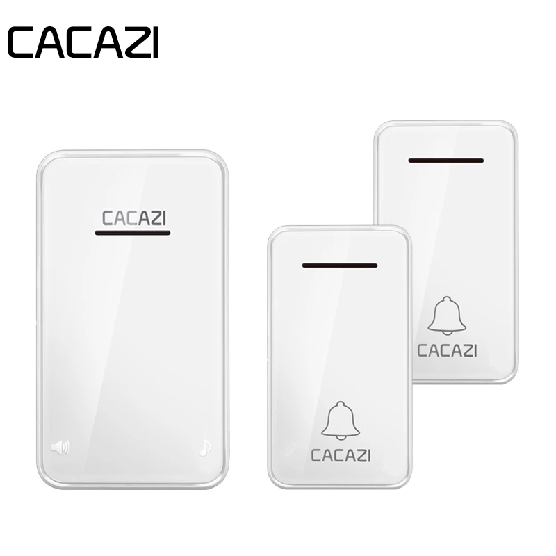 

CACAZI Self-powered Wireless Doorbell Waterproof 200M Remote No Battery Required Home LED Light Call Bell 6 Volume 48 Chime