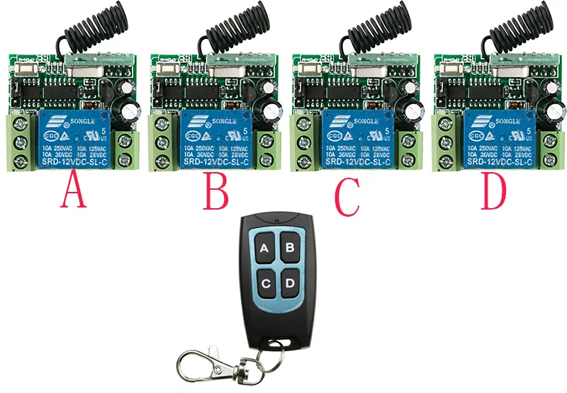 DC12V 10A 1CH Radio Controller RF Wireless Relay Remote Control Switch 315 MHZ 433 MHZ 1 Transmitter + 4 Receiver lamp/ window
DC12V 10A 1CH Radio Controller RF Wireless Relay Remote Control Switch 315 MHZ 433 MHZ 1 Transmitter + 4 Receiver lamp/ window