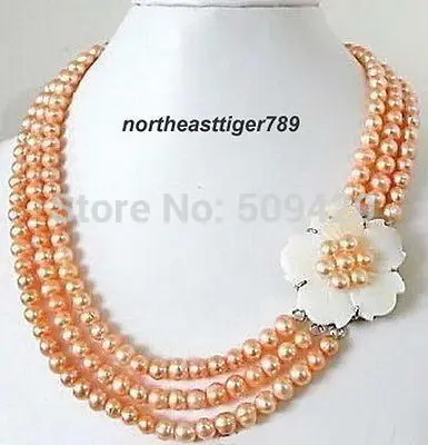 Free Shipping 3 Rows Real Pink Pearl White Shell Flower 18KWGP Clasp Necklace
Free Shipping 3 Rows Real Pink Pearl White Shell Flower 18KWGP Clasp Necklace