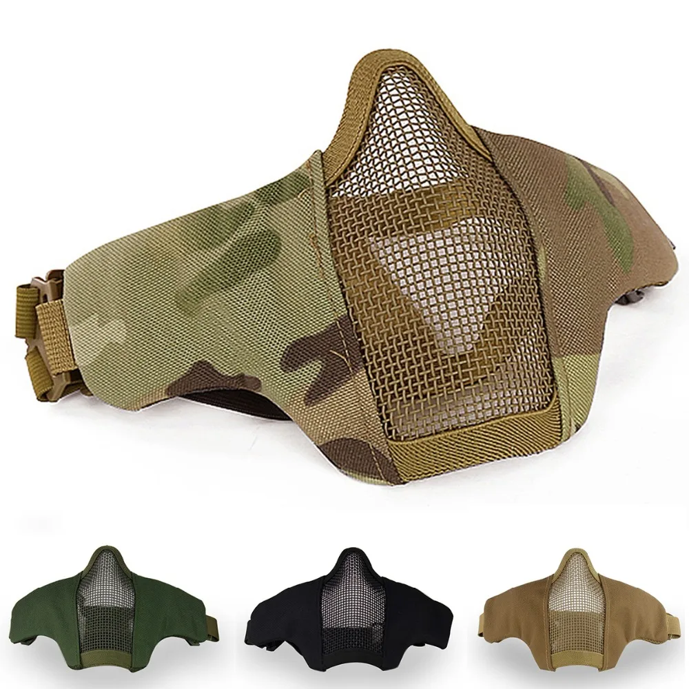 Hunting Mask Airsoft Half Lower Face Metal Steel Net Mesh Mask Tactical Protective CS Field Wargame Cosplay Halloween Mask
Hunting Mask Airsoft Half Lower Face Metal Steel Net Mesh Mask Tactical Protective CS Field Wargame Cosplay Halloween Mask