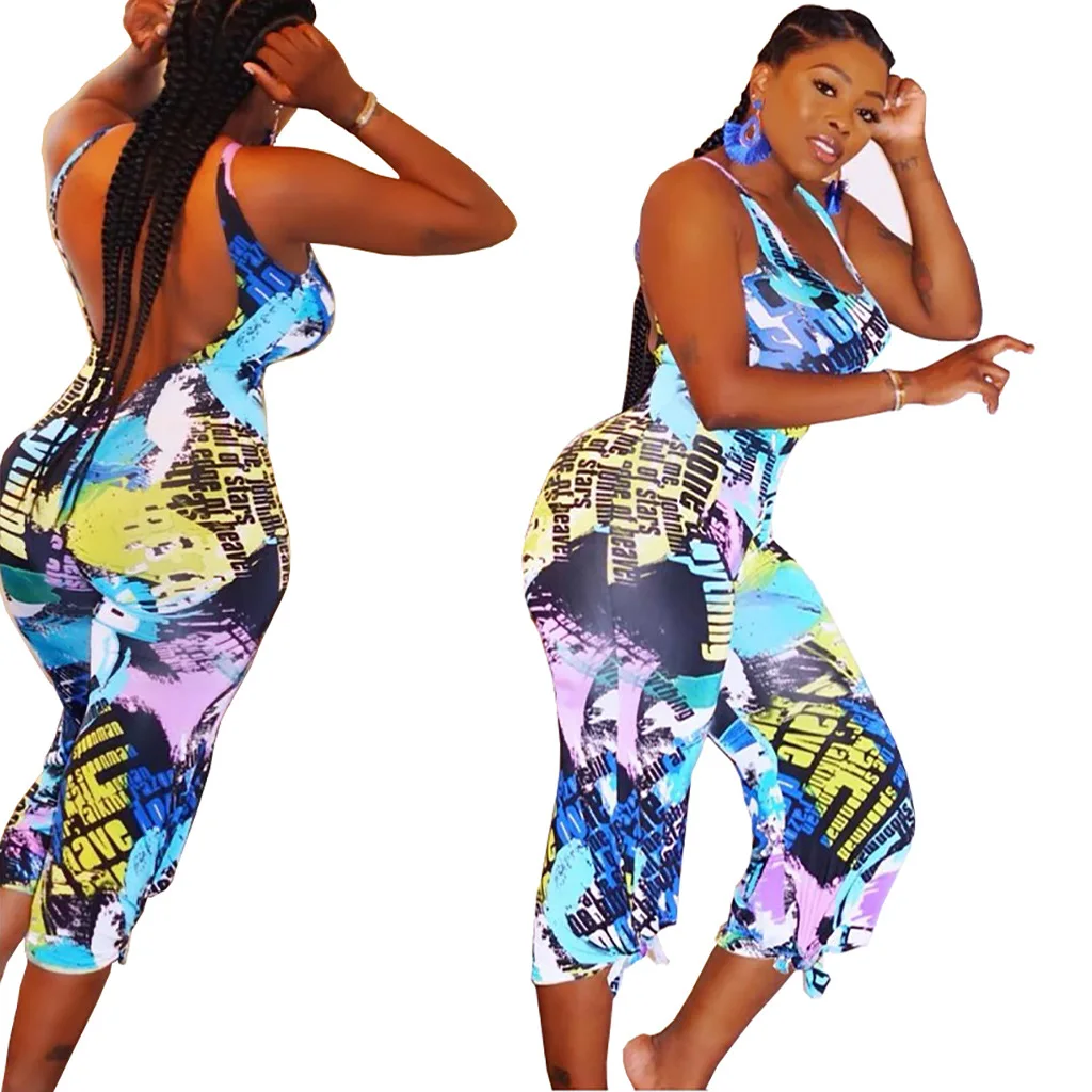 Cross-border women's wear European and American fashionable sexy oil-coloured graffiti printed sleeveless pants Jumpsuit
Cross-border women's wear European and American fashionable sexy oil-coloured graffiti printed sleeveless pants Jumpsuit