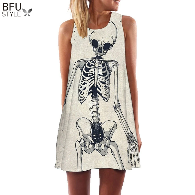 2019 Sleeveless Short Dress Skeleton Print Women Casual 3d Mini Beach Dresses Summer Autumn Boho Shift Shirt 3d Dress Elegant
2019 Sleeveless Short Dress Skeleton Print Women Casual 3d Mini Beach Dresses Summer Autumn Boho Shift Shirt 3d Dress Elegant