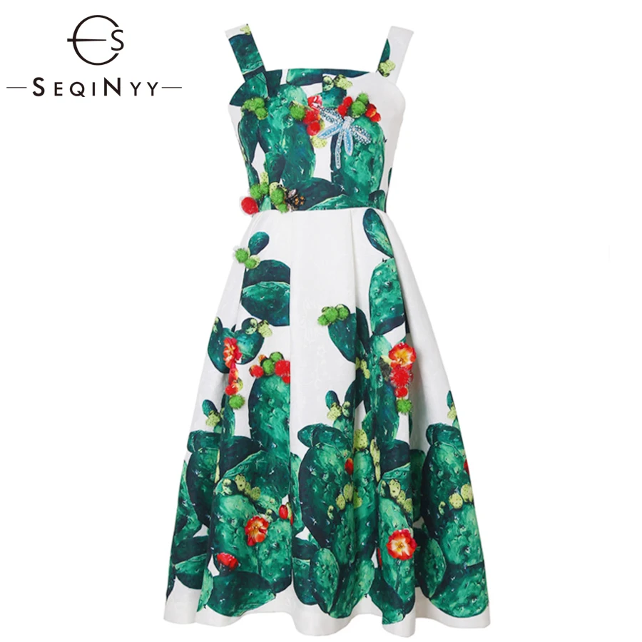 SEQINYY Runway Dress 2019 Summer New Fashion Jacquard 3D Flowers Dragonfly Beading High Quality Cactus Printed A-line Dress
SEQINYY Runway Dress 2019 Summer New Fashion Jacquard 3D Flowers Dragonfly Beading High Quality Cactus Printed A-line Dress