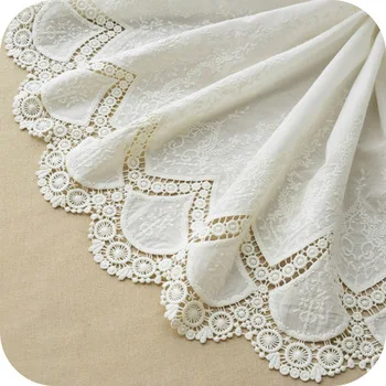 High Quality White Embroidered Cotton Lace Fabric Lace Fabric Lace Cloth for Patchwork Sewing Dress Skirt Doll