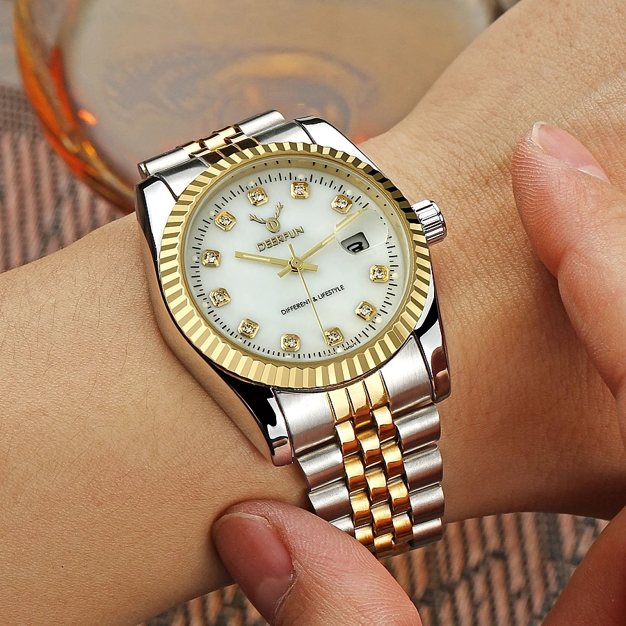 New Brand Luxury Rolexable Gold Watch Men Rotatable Bezel Sapphire Glass Stainless steel Band Women Quartz Wristwatches can swim
New Brand Luxury Rolexable Gold Watch Men Rotatable Bezel Sapphire Glass Stainless steel Band Women Quartz Wristwatches can swim