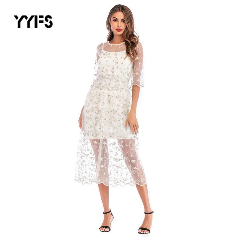 Mesh Dress Women Embroidery White Party Dresses Floral Bohemian Flower 2 Pieces Set Female 2019 New Vintage Boho Dresses Vestido
Mesh Dress Women Embroidery White Party Dresses Floral Bohemian Flower 2 Pieces Set Female 2019 New Vintage Boho Dresses Vestido